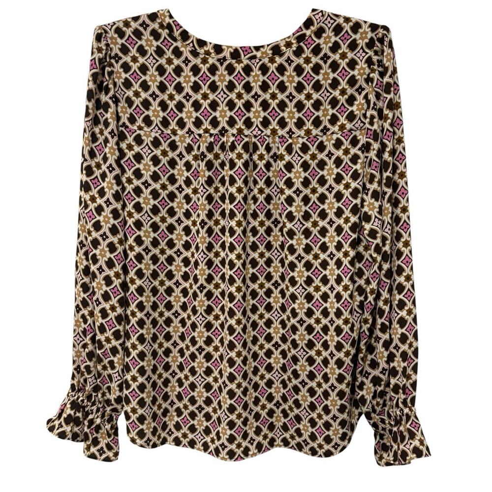 Ann Taylor Loft | Top Long Sleeve Brown Pink Career- Size Large - Picture 9 of 9